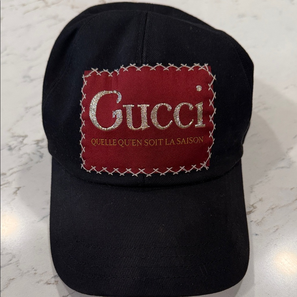 Gucci Men's Black and Red Logo Cap